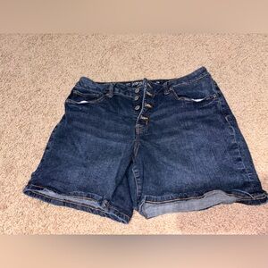 Dark Wash Denim Button-Front Shorts